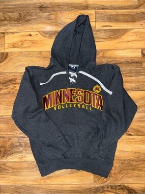 Minnesota Gopher Volleyball Gray Lace-Up Hooded Sweatshirt